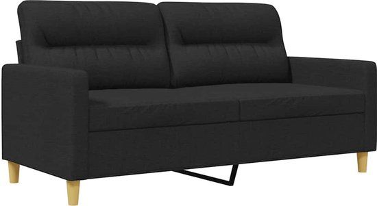 vidaXL Tweezitsbank Stof Zwart 140 cm