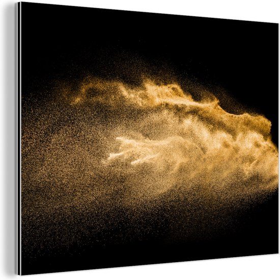 MuchoWow Metal Wall Decoration - Aluminum Industrial Painting - Sand - Gold - Black - Luxury - Art - 80x60 cm - Dibond - Photo on aluminum - Industrial wall decoration - For the living room/bedroom