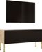 Meuble TV Wotan Chêne Wotan avec finition Noir Mat, pieds Dorés, Dimensions : 100 x 52 x 32 cm