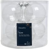 Decoris Kerstbal glas d8 cm transparant/irs 6st