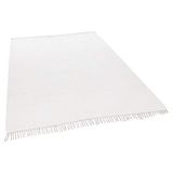 Theko | Dhurry tapijt van 100% katoen plat geweven tapijt Happy Cotton | handgeweven | kleur: wit | 60x120 cm