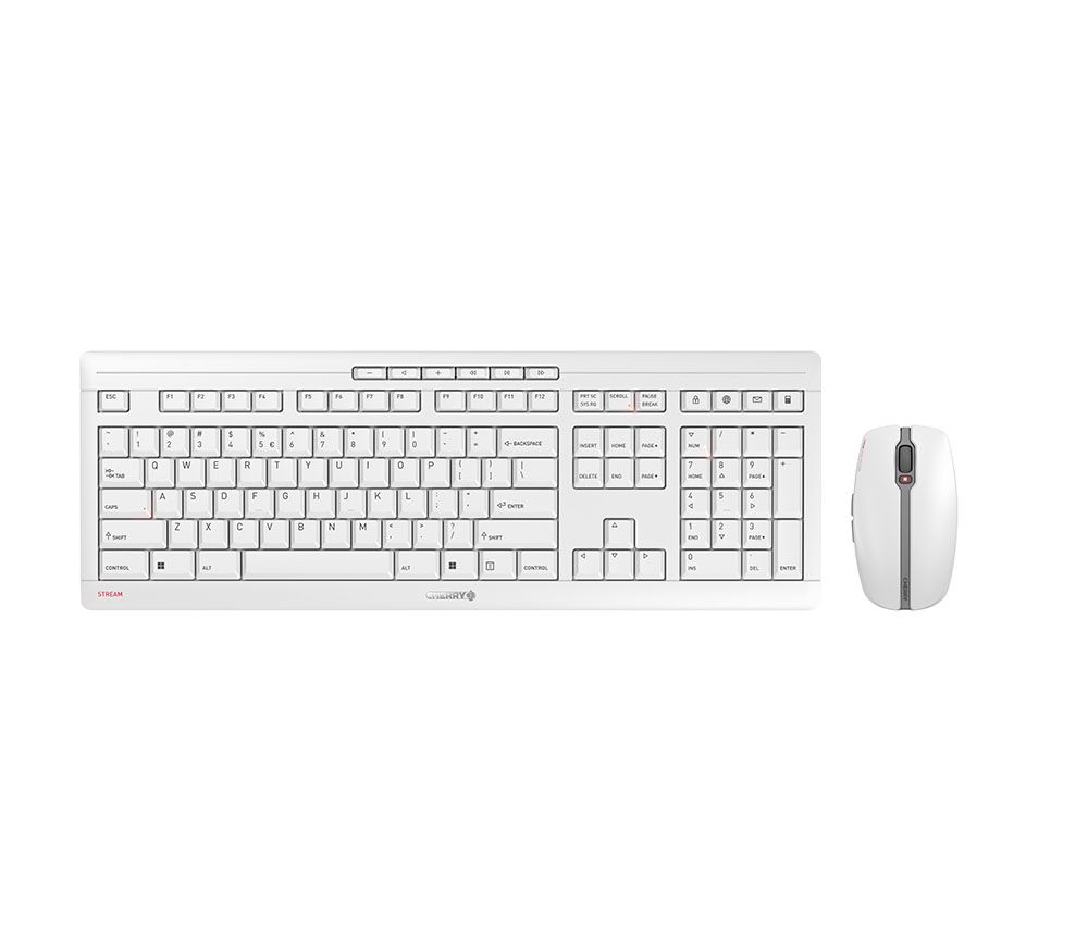 CHERRY Stream Desktop Recharge - Wireless Keyboard & Mouse Combo - QWERTY - English - Grey