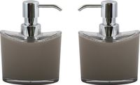MSV Zeeppompje/dispenser Aveiro - 2x - PS kunststof - beige/zilver - 11 x 14 cm - 260 ml