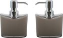 MSV Zeeppompje/dispenser Aveiro - 2x - PS kunststof - beige/zilver - 11 x 14 cm - 260 ml