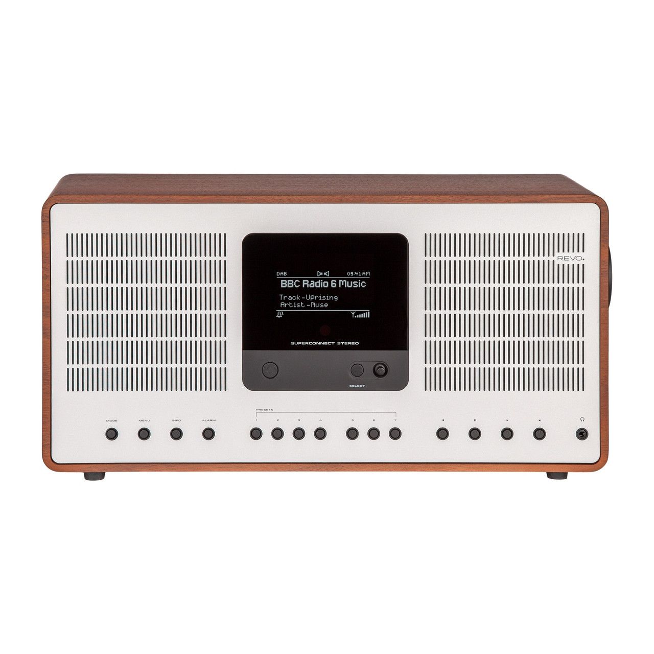 Revo SuperConnect Stereo Internet Radio - DAB+ - Bluetooth - Walnut/Silver
