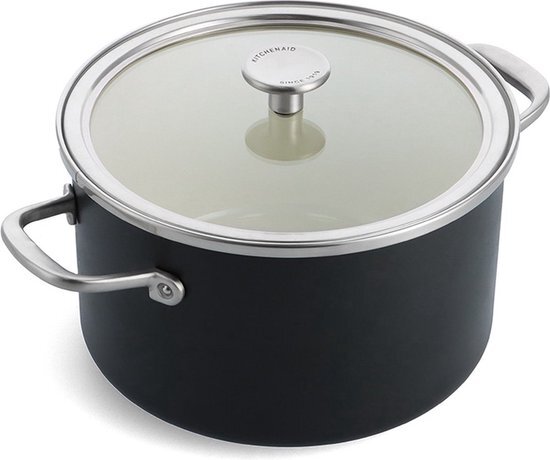 KitchenAid Stalen kern emaille 20cm/3,7 liter braadpan, mat zwart