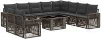 vidaXL Tuinbank - Set - 11-delig - Grijs en Donkergrijs - Polyrattan