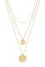 Chic by Lirette 3 Dubbele Stalen Layer Ketting - Gehamerd - RVS - Muntjes Reliëf - Goud - 38+5 / 42+8 cm - 3 kettingen Set inc. Sieradenzakje