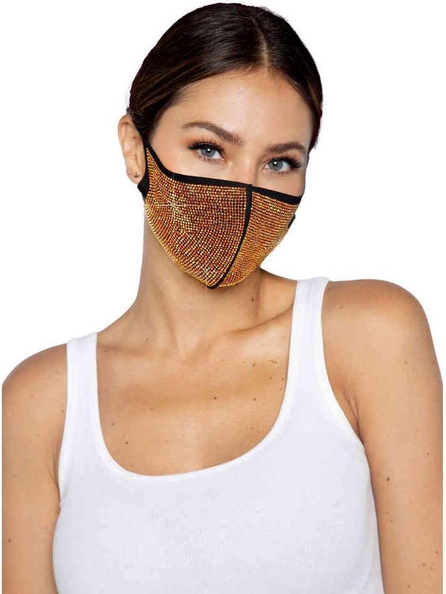 Leg Avenue Masker Alexi Rhinestone Goudkleurig