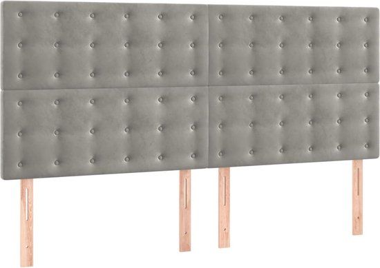 vidaXL Hoofdbord Lichtgrijs Fluweel 160x5x118/128 cm