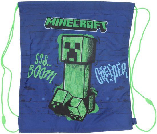 4KidsOnly Bol Minecraft gymtas Blauw Polyester 42 x 31 x 42 cm