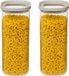 5Five Pot de stockage Herma - 2x - cuisine/alimentaire - verre - 1600 ml - couvercle hermétique - transparent/beige - 11 x 11 x 22 cm