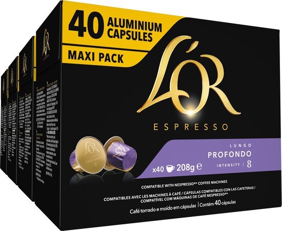 L’OR Espresso Capsules Lungo Profondo - 4 x 40 cups - voordeelpak - 160 koffiecups