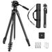 NEEWER 60 inch reisstatief koolstofvezel met afneembare gedempte vloeistofkop, lichtgewicht videocamerastandaard met metalen snelklapgesp, Arca type QR-plaat compatibel met Peak Design Capture V3