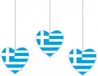 Merkloos / Sans marque Griekenland Hangdecoratie hart - 3x - 14 cm - papier - brandvertragend - Griekse vlag - EK/WK landen versiering