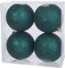 Cosy&Trendy Billiet - Vanlaere 4x Petrol blauwe kunststof kerstballen 10 cm - Glitter
