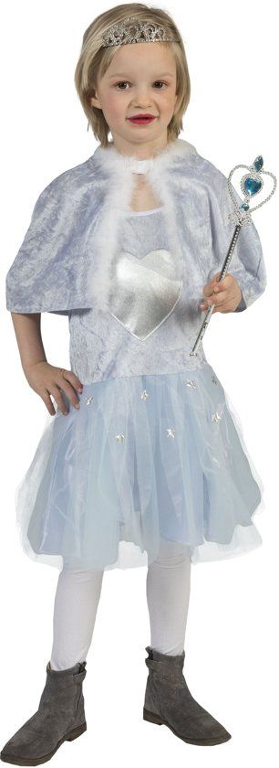 Funny Fashion Elfen Feeen & Fantasy Kostuum Blauwe IJskoningin Corazon Meisje Maat 98 Carnaval kostuum Verkleedkleding