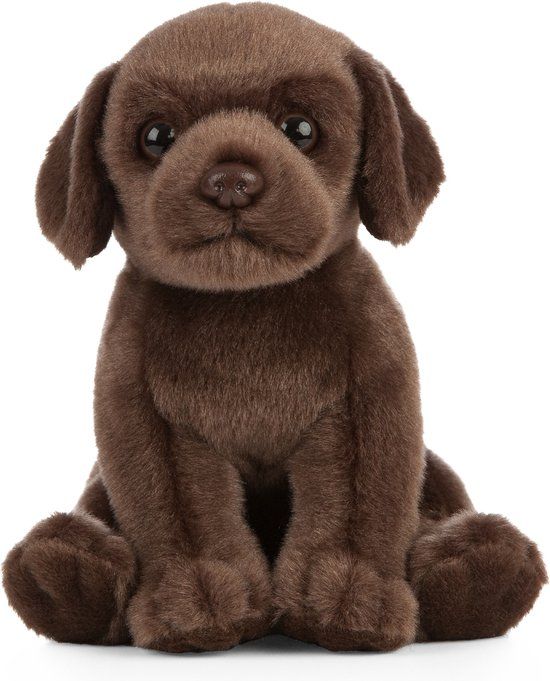 Living Nature Pluche bruine Labrador hond knuffel 16 cm
