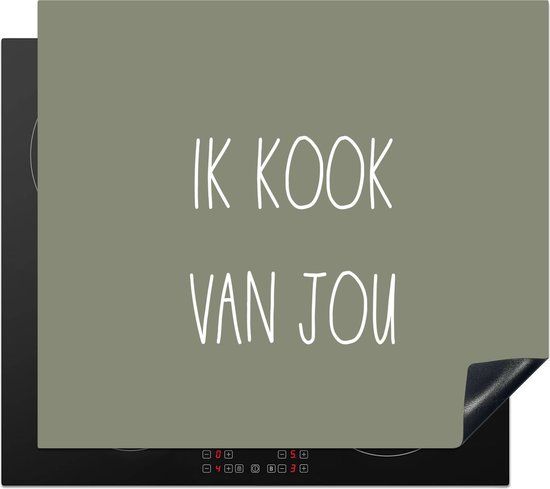 KitchenYeah® Inductie beschermer 59x52 cm - Quotes - Ik kook van jou - Inductie beschermer