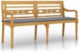 vidaXL Batavia Tuinbank met Grijze Kussens - 150 cm - Massief Teakhout