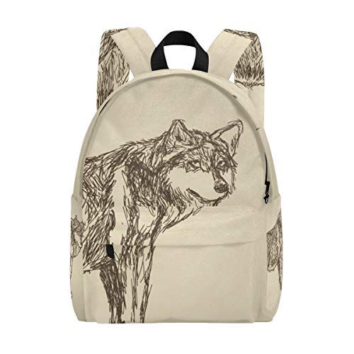 MONTOJ Animal Wolf Howling Weven Reistas Campus Rugzak - Eén maat - 5 stuks - 6009434661393
