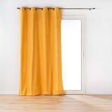Douceur d'Intérieur Twily gordijn met ogen, 135 x 260 cm, geel, gerecycled katoen/polyester