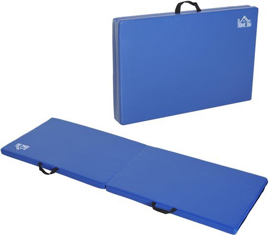 HOMCOM Gymnastiekmat Imitatieleer 180x60x5cm Blauw