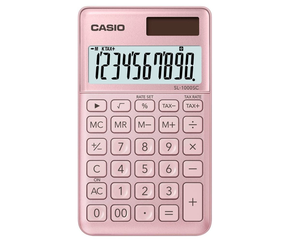 Casio zakrekenmachine SL-1000 SC-PK, roze, bureaurekenmachine, solar ...