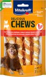 Vitakraft Delicious Chews, Hondenkauwbotten, kauwspiraal van runderhuid omwikkeld met kippenvlees, voor bezigheid, zonder toegevoegde suiker (1 x 70 g)