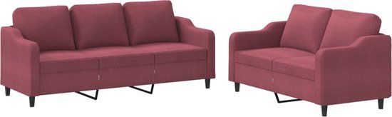vidaXL 2-delige Loungeset met kussens stof wijnrood