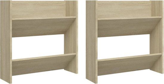 vidaXL Wandschoenenkasten 2 st 60x18x60 cm spaanplaat sonoma eiken