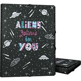 Grafoplás Elena Corredoira Aliens, map met 3 kleppen, gevoerd karton, hardcover, folio-formaat, designcollectie, FSC-gecertificeerd