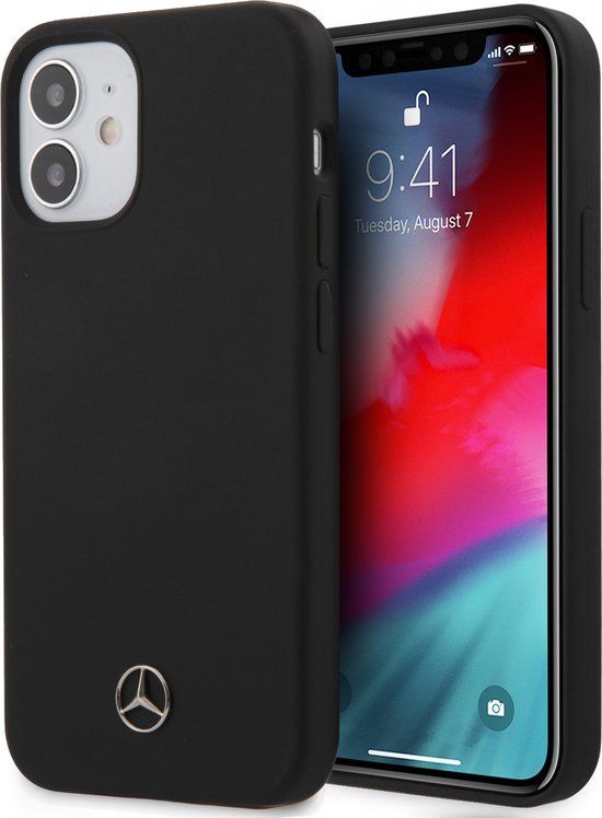 Mercedes-Benz Zwart hoesje van Kunstleer, Siliconen, TPU - Backcover - iPhone 12 Mini - Hard Case