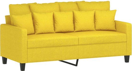vidaXL Tweezitsbank 140 cm stof lichtgeel