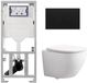 Geberit QeramiQ Dely Swirl Compact Toiletset - Geberit UP320 inbouwreservoir - Burda frame - slim zitting - mat zwarte metalen bedieningsplaat - glans wit