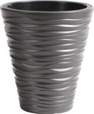 Prosperplast Plantenpot/bloempot Sand Dunes - buiten/binnen - kunststof - steengrijs - D39 x H43 cm - met binnenpot