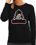 Bellatio Decorations Shoppartners Bv Dieren kersttrui luipaard zwart dames - Foute luipaarden kerstsweater - Kerst outfit dieren liefhebber M