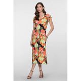 Geisha Jersey Midi Jurk Met V Hals 67153 60 Jane 000220 Coral/green Dames Maat 3XL