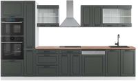 Vicco R-Line Bloc cuisine – 350 cm avec meuble haut, WB Chêne Anthracite style champêtre/blanc