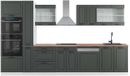 Vicco R-Line Bloc cuisine – 350 cm avec meuble haut, WB Chêne Anthracite style champêtre/blanc