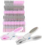 Merkloos Relaxdays Wasknijpers - 75 stuks - Kunststof - Grijs-Roze