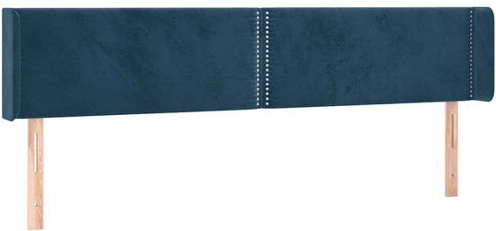 vidaXL Hoofdbord met randen 163x16x78/88 cm fluweel donkerblauw
