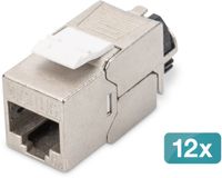 DIGITUS Keystone module Cat-6A afgeschermd - 12 stuks - RJ45 jack - 500 MHz 10GBase-T - AWG 26-22 - Zilver
