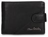 Pierre Cardin portemonnee pour hommes, cuir véritable, noir, avec bouton-pression