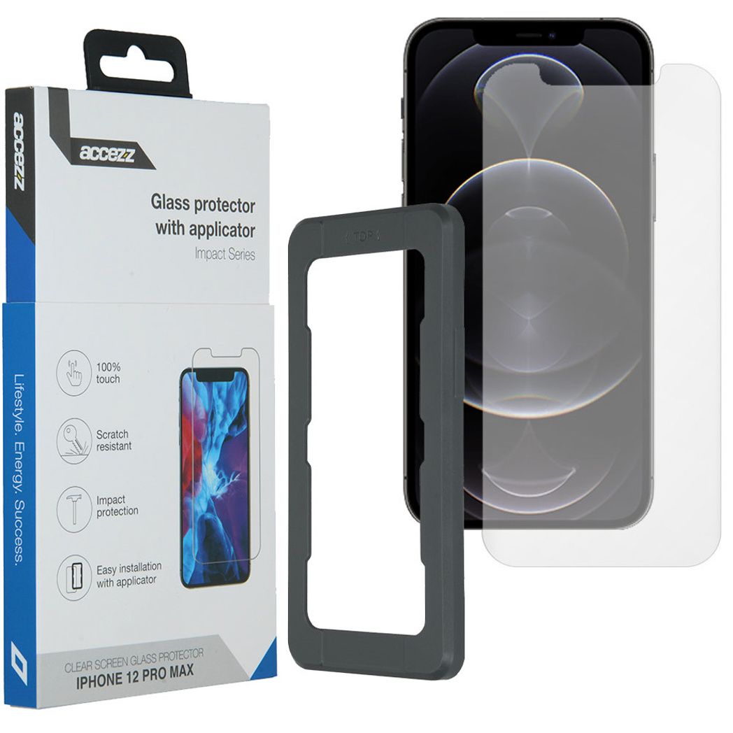 Accezz Screenprotector + Applicator voor de iPhone 12 Pro Max