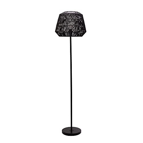 Pauleen 48227 Timber Pearl staande lamp max. 20 watt zwart staande lamp in boho-look van papieren vlechtwerk, metaal E27