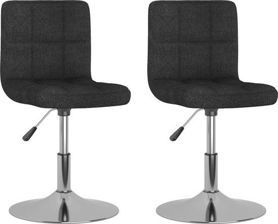 vidaXL Eetkamerstoelen draaibaar 2 stuks stof zwart