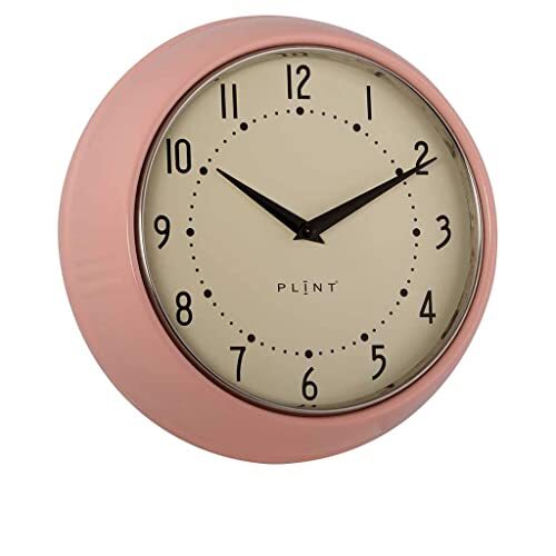 plint Retro Wall Clock Silent Non-Ticking Decorative Rose Color Wall Clock, Retro Style Wall Decoration for Kitchen Living Room Home, Office, School, Easy to Read Large Numbers