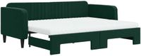 vidaXL Slaapbank met onderschuifbed en matrassen - 90x200cm - Donkergroen Fluweel