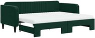 vidaXL Slaapbank met onderschuifbed en matrassen - 90x200cm - Donkergroen Fluweel